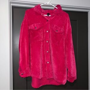 Hot Pink Corduroy Button Up Jacket